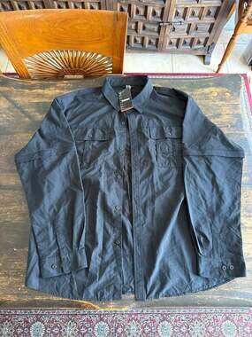 TacVasen Men's Tactical Long Sleeve Quick Dry Cargo Work Shirt Black Size XL